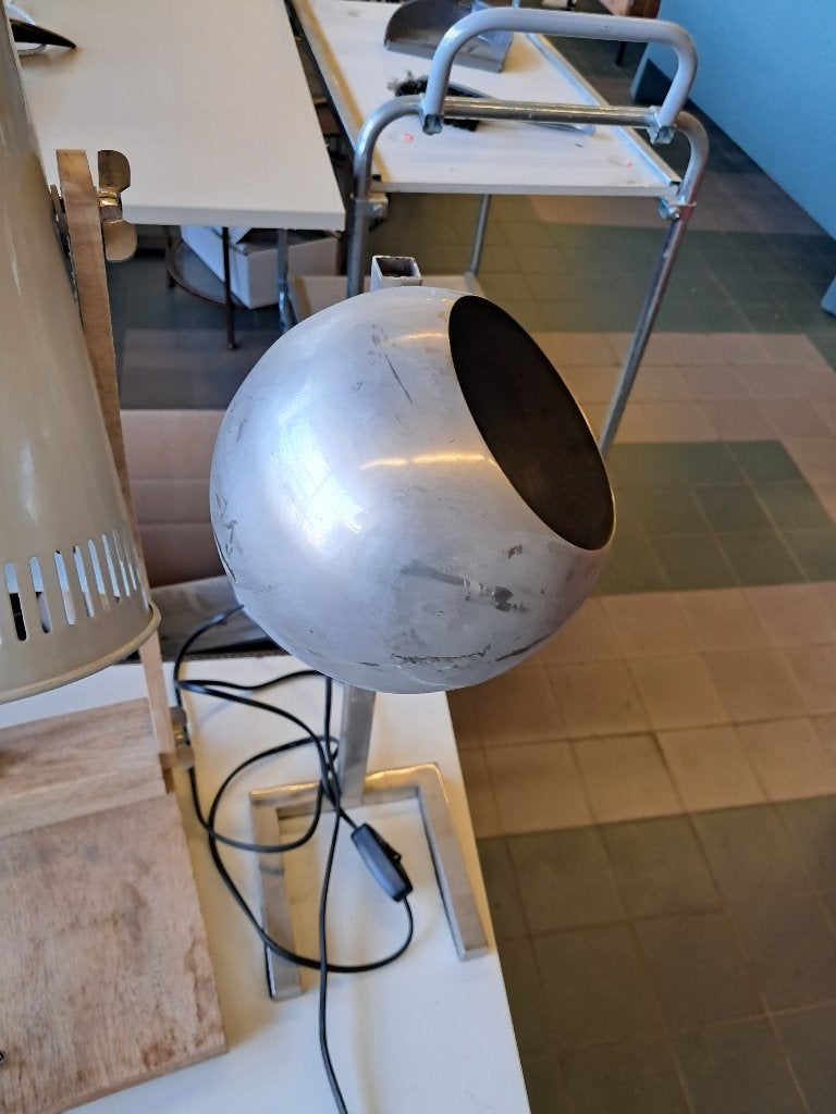 Vintage bureaulamp eyeball metaal kogelspot  CS27370, Overige merken, Gebruikt, Overige fittingen, Zilver