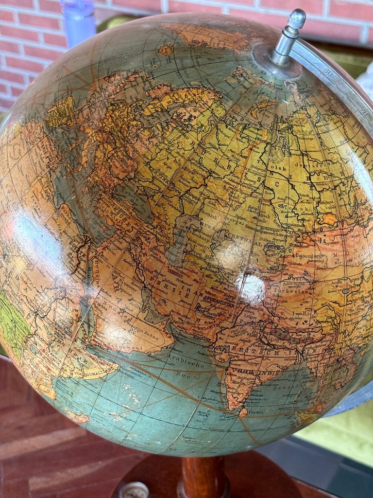 Vintage globe met licht CS26541, Ophalen, Overige materialen, Antieke wereldbol, Draaibaar