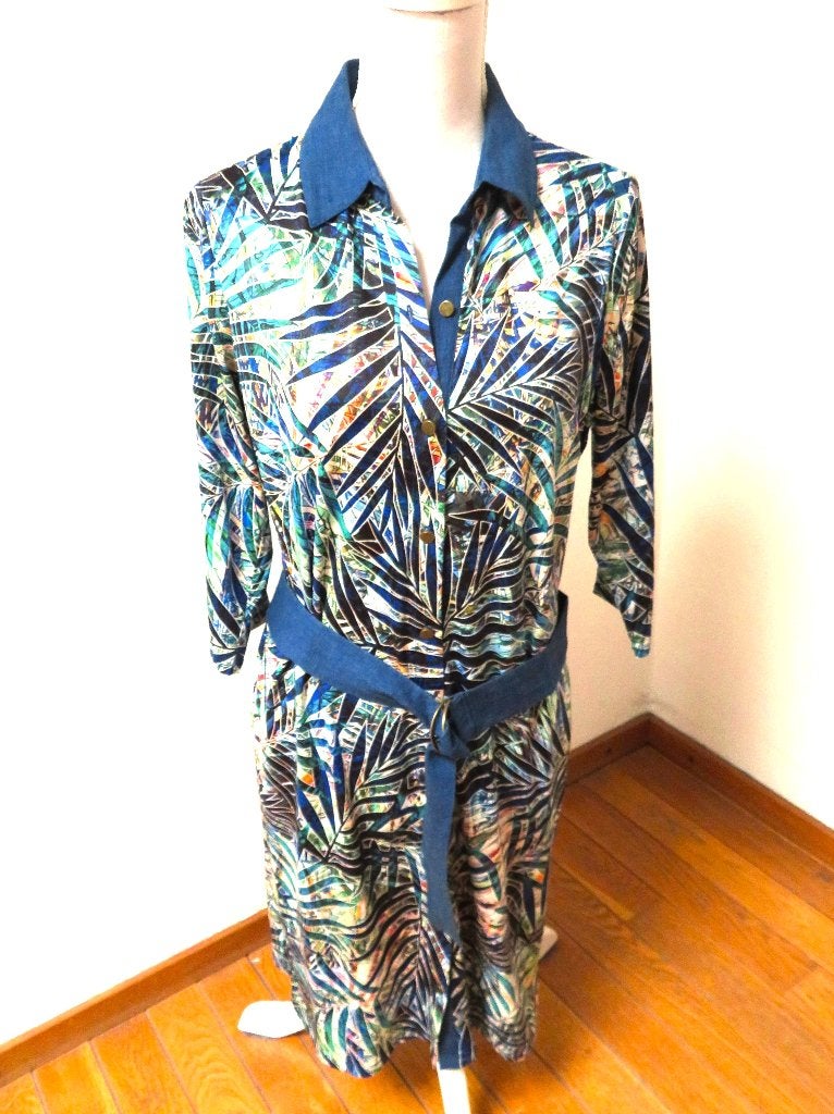 R80 K-DESIGN aparte jurk travelstof blauw maat 38, Kleding | Dames, Jurken, Maat 38/40 (M), K-design, Blauw, Ophalen of Verzenden
