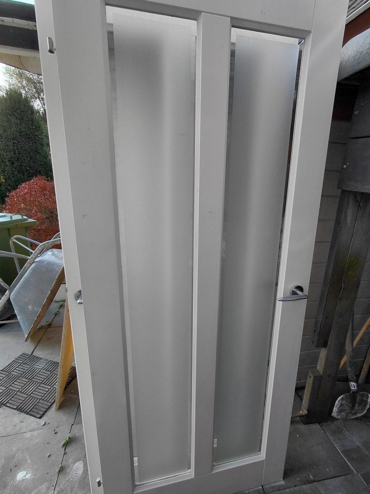 Binnendeur met 2 ruiten melkglas - gebruikt - gratis afhalen, Ophalen, Gebruikt, 80 tot 100 cm, Binnendeur