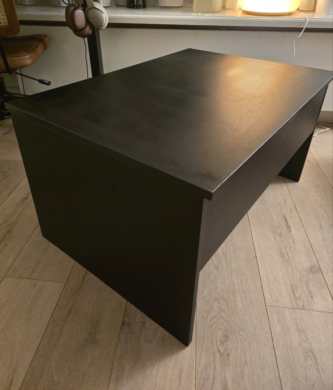IKEA ÖSTAVALL verstelbare salontafel zwart, Ophalen, Gebruikt, Overige houtsoorten