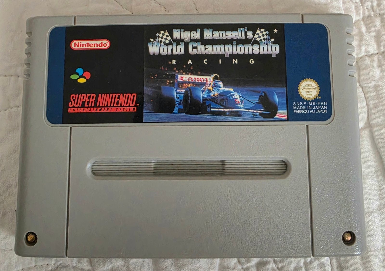 Nigel Mansell's World Championship Racing SNES+handleiding, Gebruikt, 1 speler, Racen en Vliegen, Ophalen of Verzenden