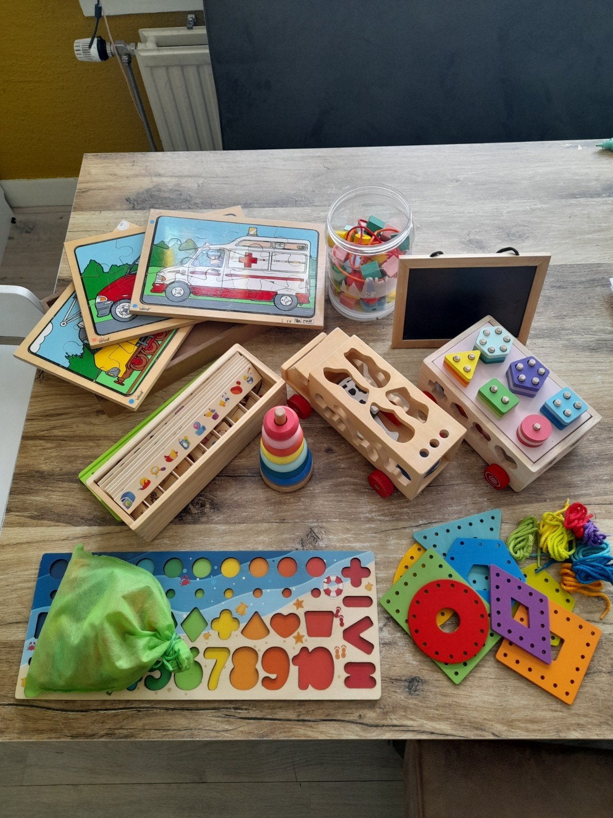 Grote set houten speelgoed!, Kinderen en Baby's, Speelgoed | Houten speelgoed, Gebruikt, Overige typen, Ophalen of Verzenden