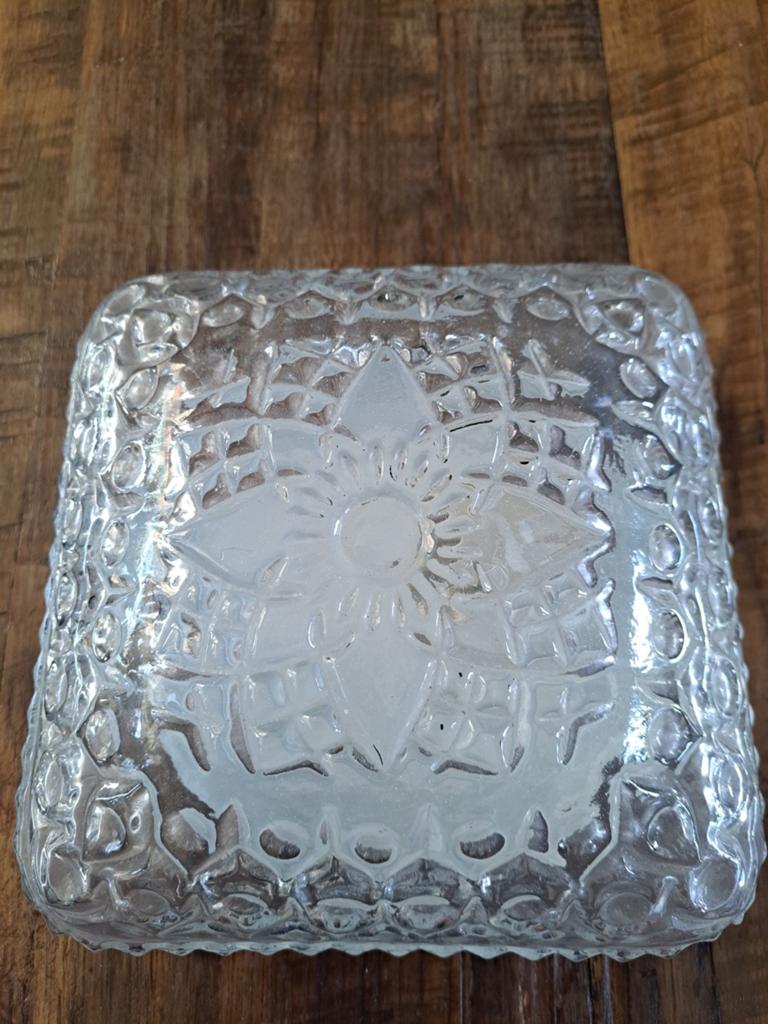 Fraaie vintage glazen plafondlamp | plafonnière uit glas, Ophalen of Verzenden, Gebruikt, Glas, Vintage