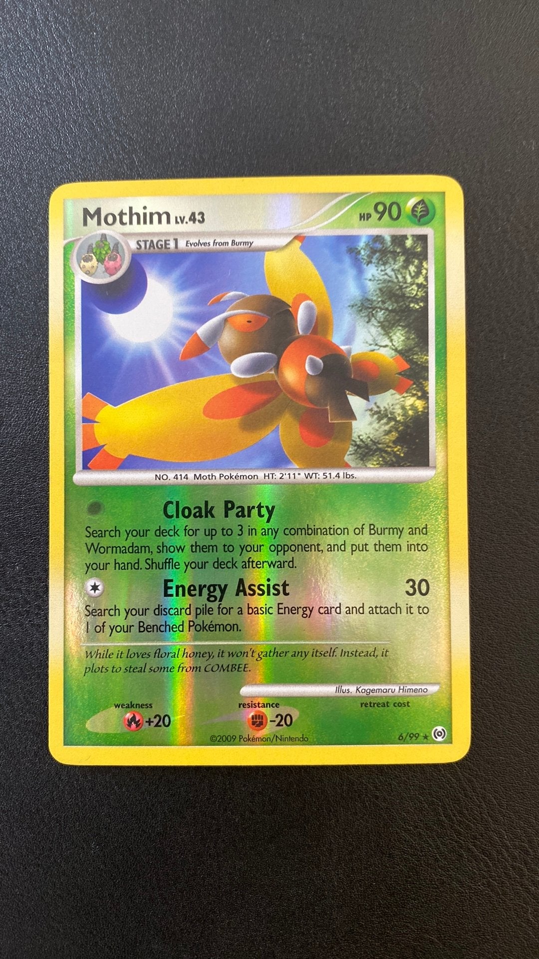 Pokemon mothim lv 43 6/99 reverse holo arceus, Ophalen of Verzenden, Gebruikt, Losse kaart