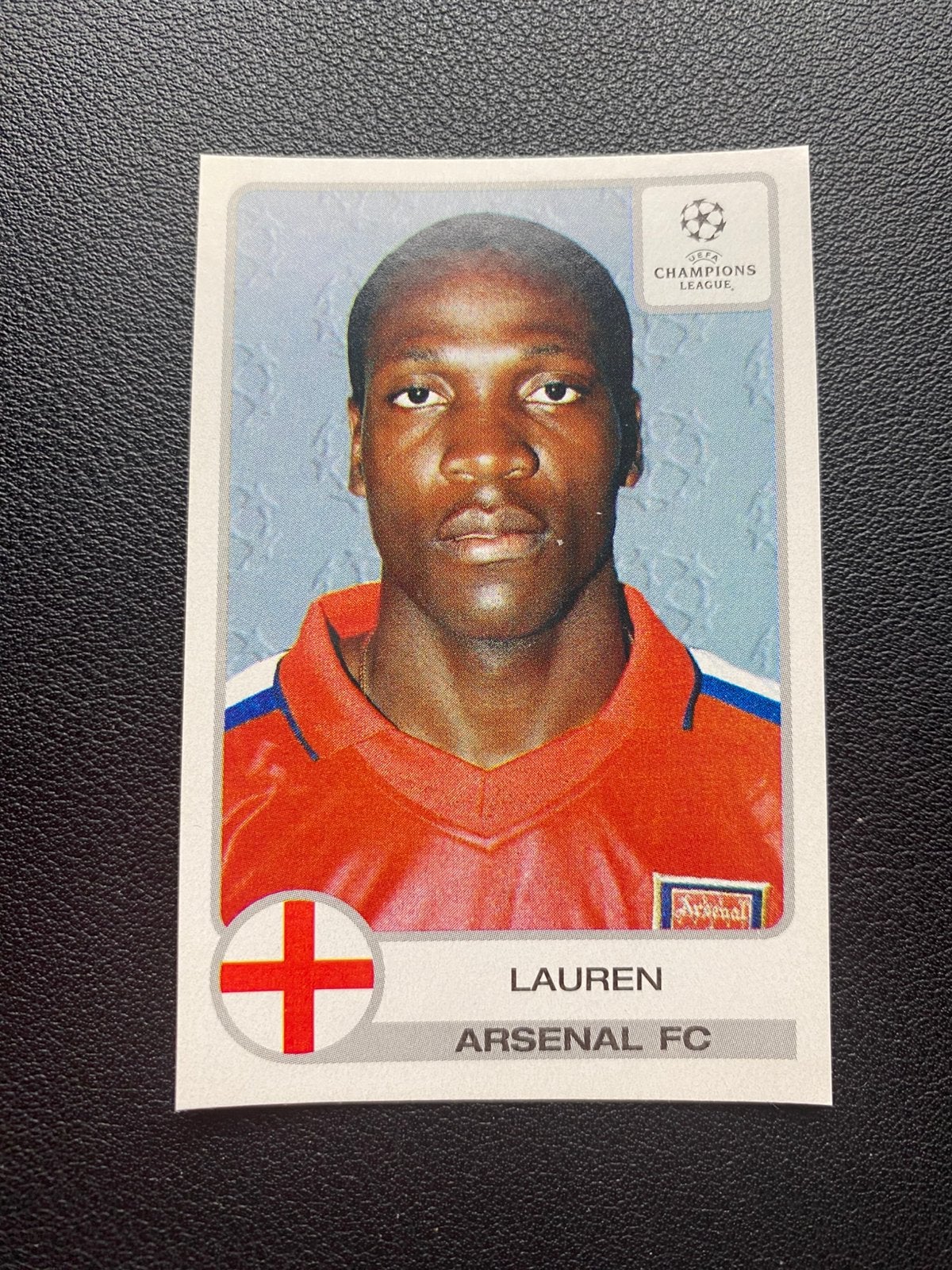 Lauren - Arsenal - Panini CL 2001/2002, Ophalen of Verzenden, Zo goed als nieuw, Buitenlandse clubs, Poster, Plaatje of Sticker
