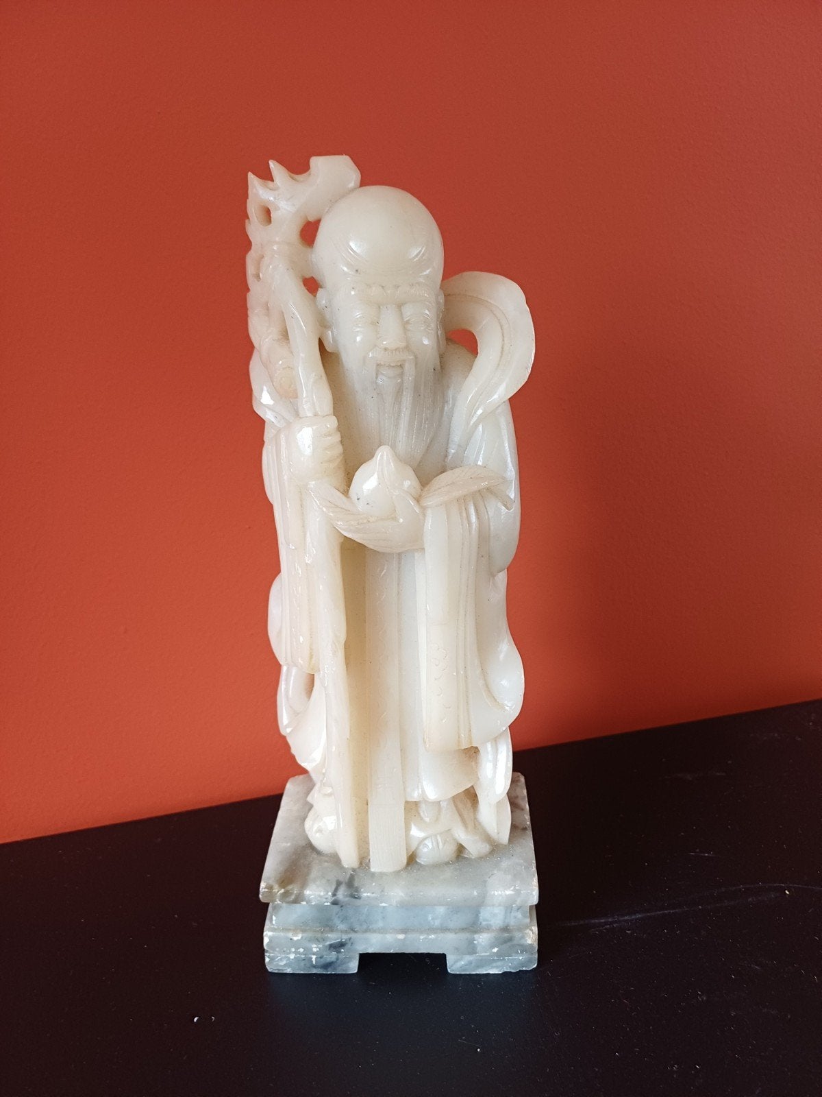 Shoulao beeldje van speksteen, Ophalen of Verzenden, Handgemaakt, 20 - 50 cm, Steen of Keramiek