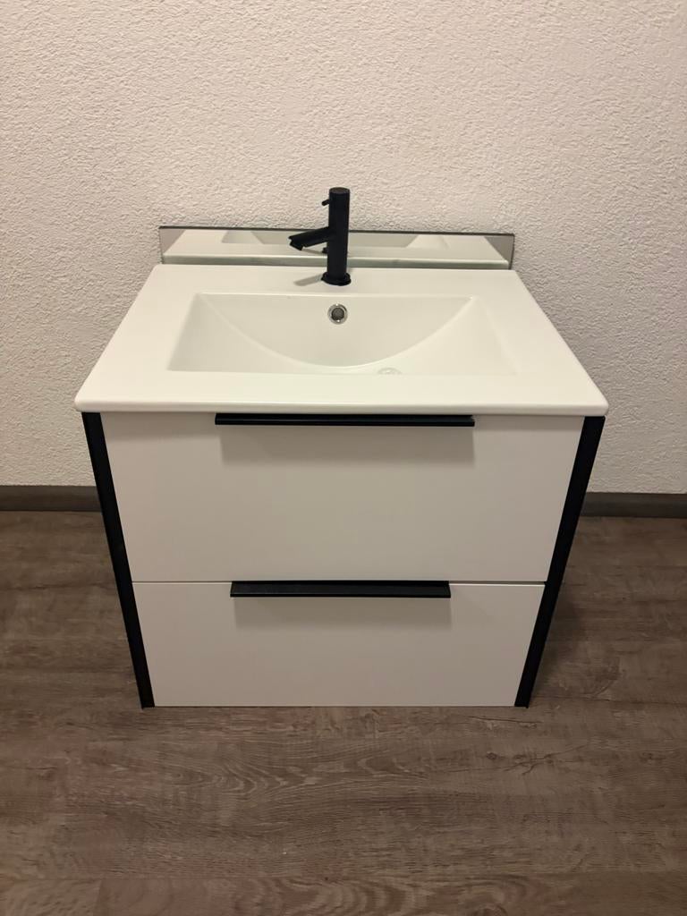 Badkamermeubel Atlanta met spiegel, kolomkast en kraan nieuw, Gebruikt, Minder dan 100 cm, Wastafelkast, 25 tot 50 cm