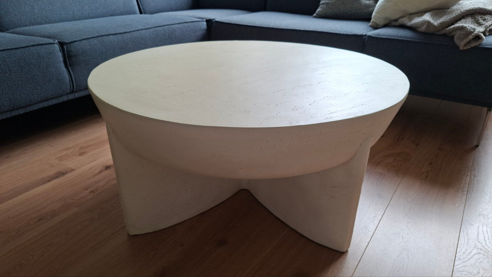 salontafel met bijzettafel beige/zandkleurig nieuw 90 cm, Ophalen, 50 tot 100 cm, Rond, Nieuw