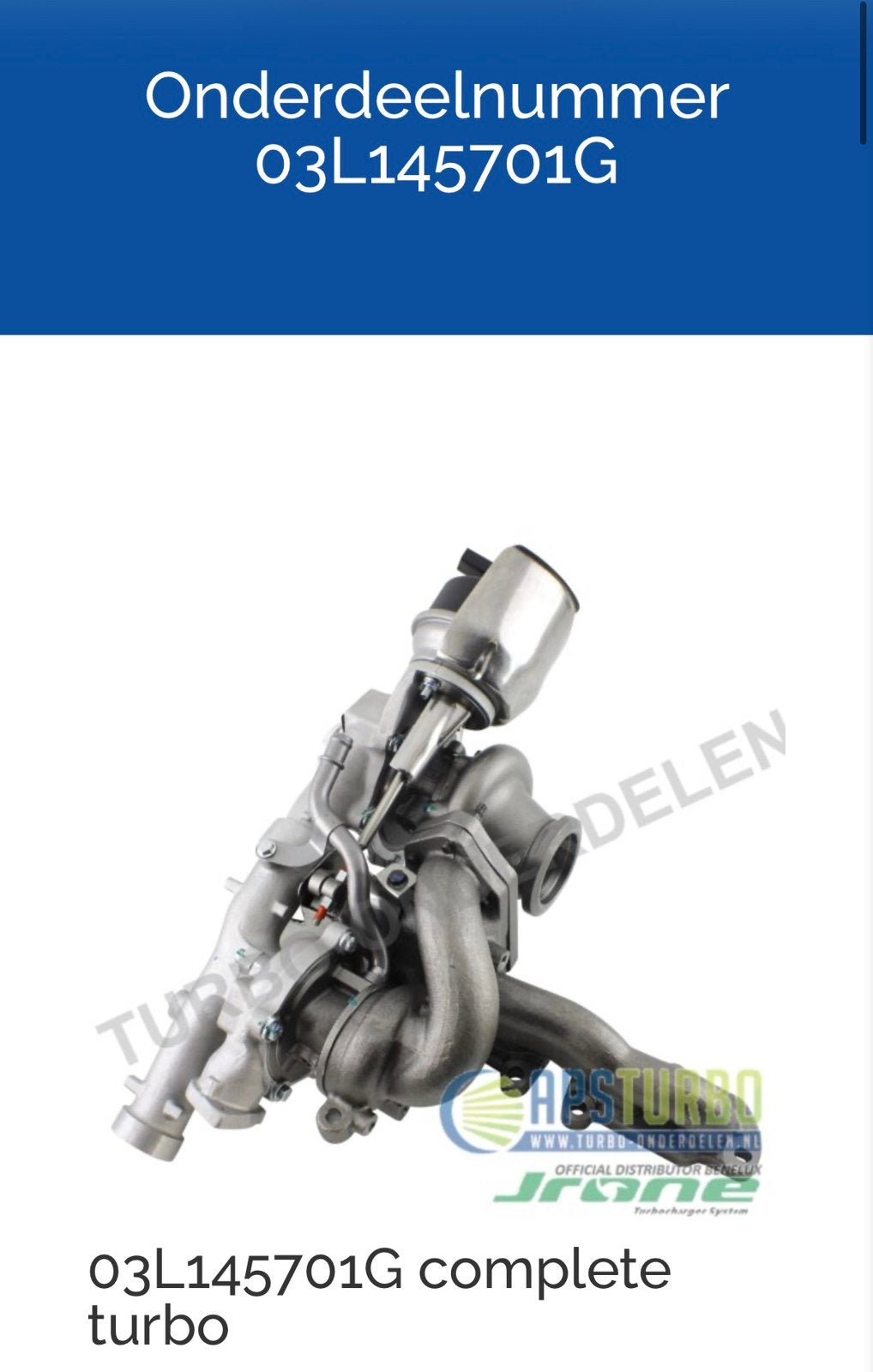 BiTurbo voor trwnsporter T5 en T6 180pk CFCA motor, Ophalen, Gebruikt