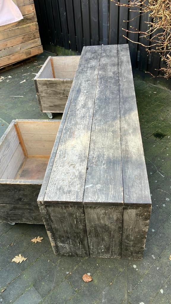 Opbergmeubel, bank, Tuin en Terras, Tuinsets en Loungesets, Ophalen, Gebruikt, Hout, Bank