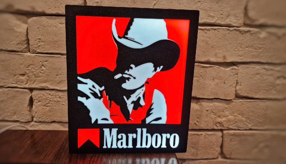 Marboro cowboy Ledbak 25 x 20 cm, Verzenden, Nieuw, Reclamebord