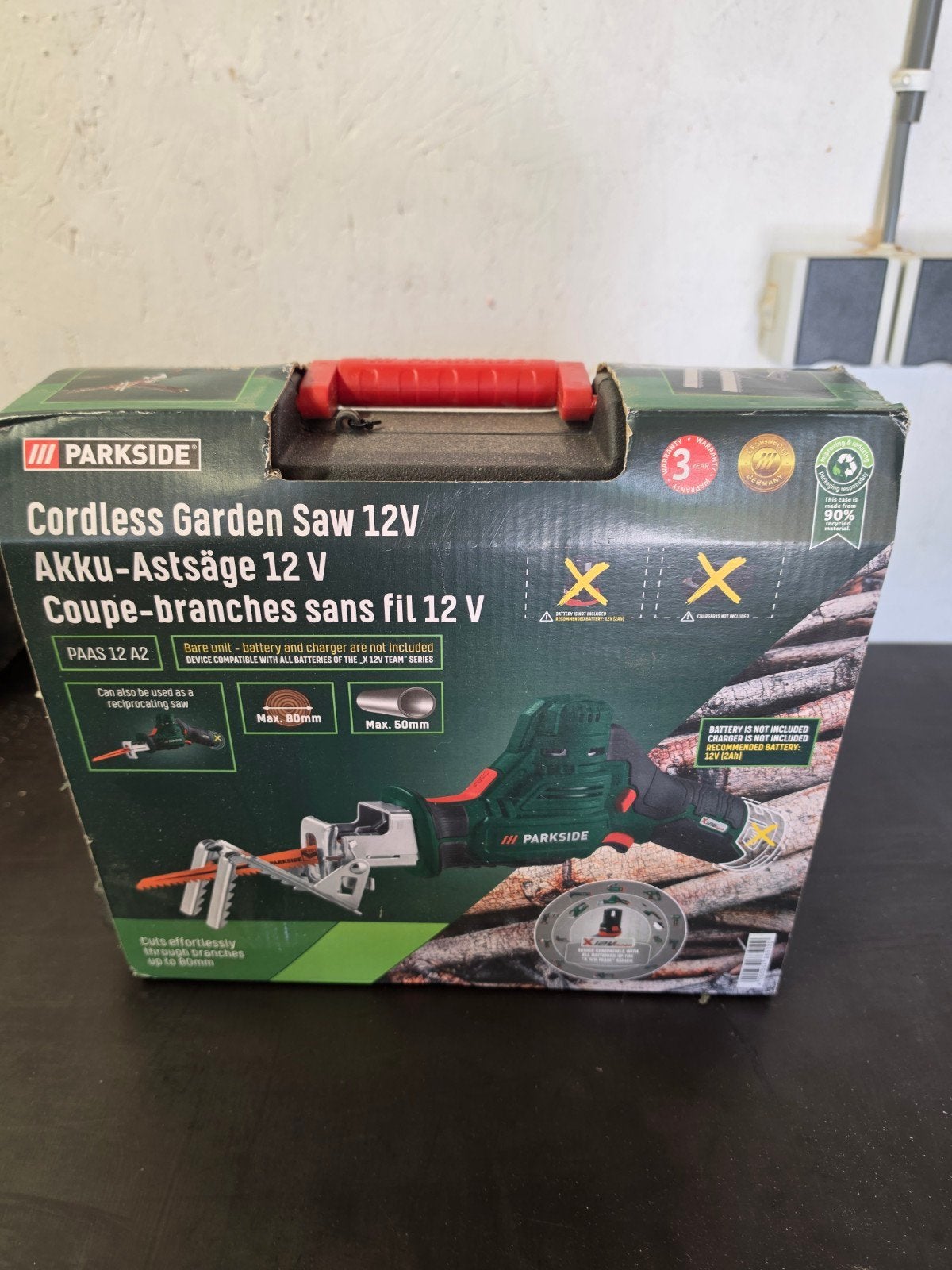 Parkside accu takkenzaag 12v nieuw, Ophalen of Verzenden, Nieuw, Minder dan 600 watt, 30 tot 70 mm