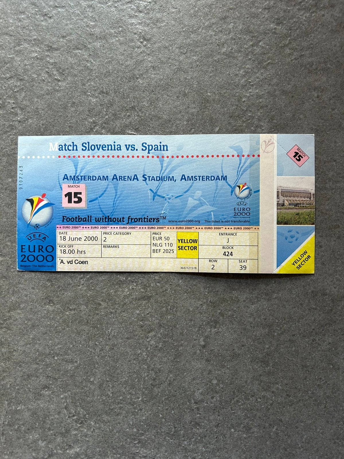 Slovenië - Spanje ticket, Ophalen of Verzenden, Buitenlandse clubs, Overige typen