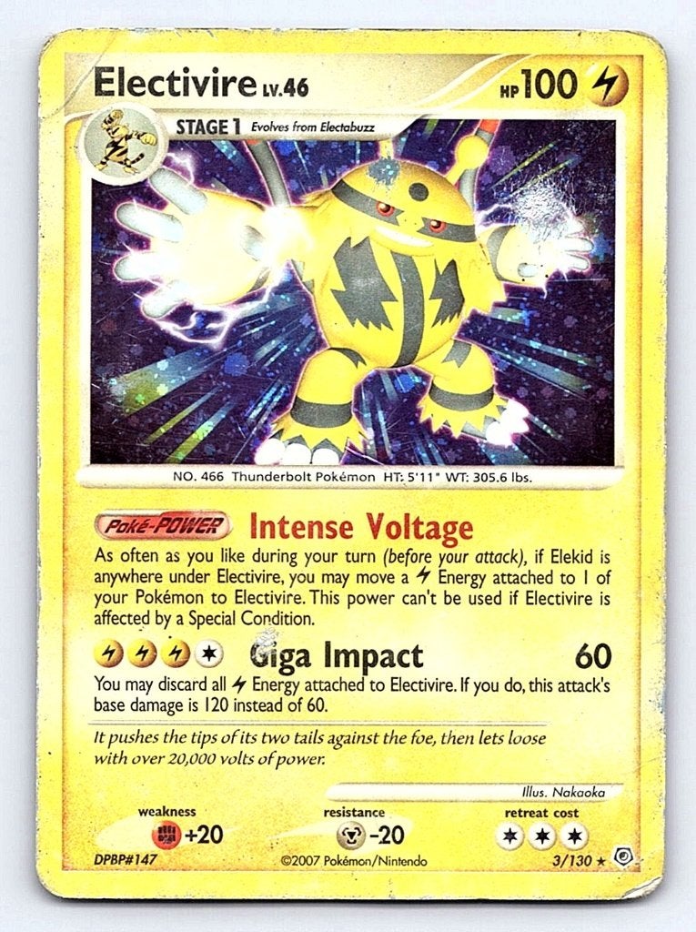 Electivire DP 3 holo, Ophalen of Verzenden, Gebruikt, Losse kaart, Foil