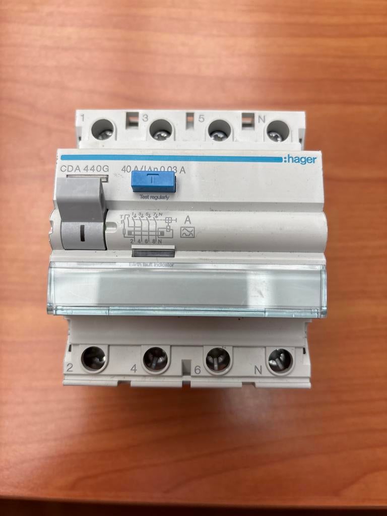 Hager aardlekschakelaar CDA440G 40A 0.03A, Ophalen of Verzenden, Nieuw