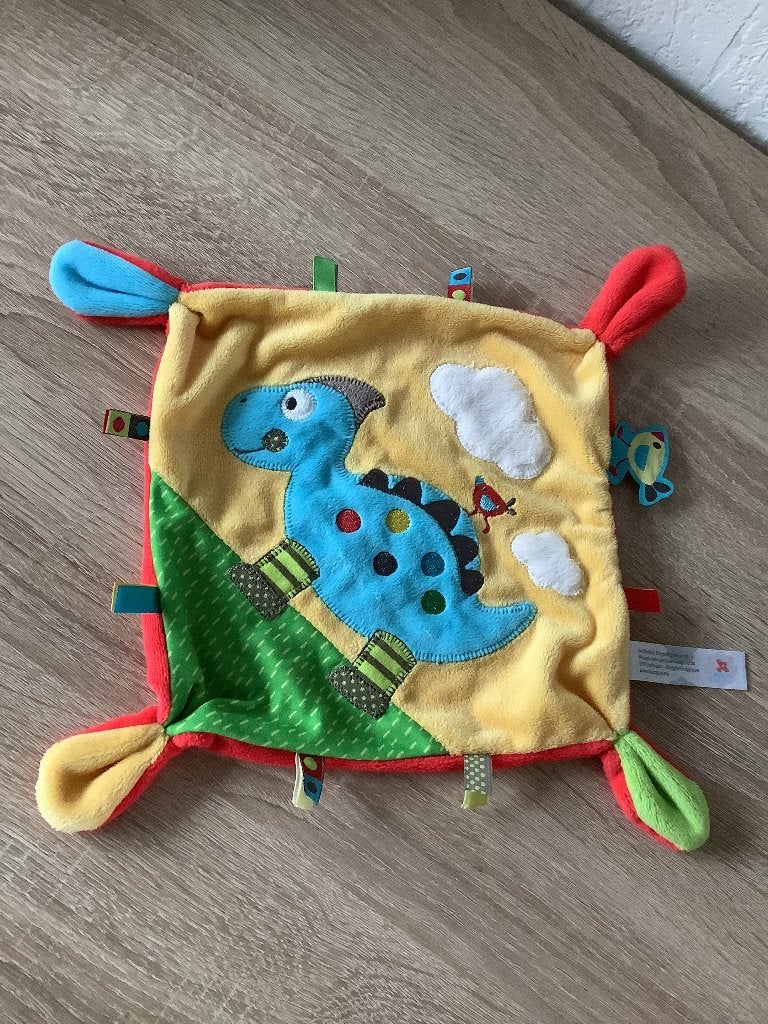 Nicotoy dino dinosaurus knuffeldoekje lapje labeltjes 4 euro, Ophalen of Verzenden, Zo goed als nieuw, Overige typen