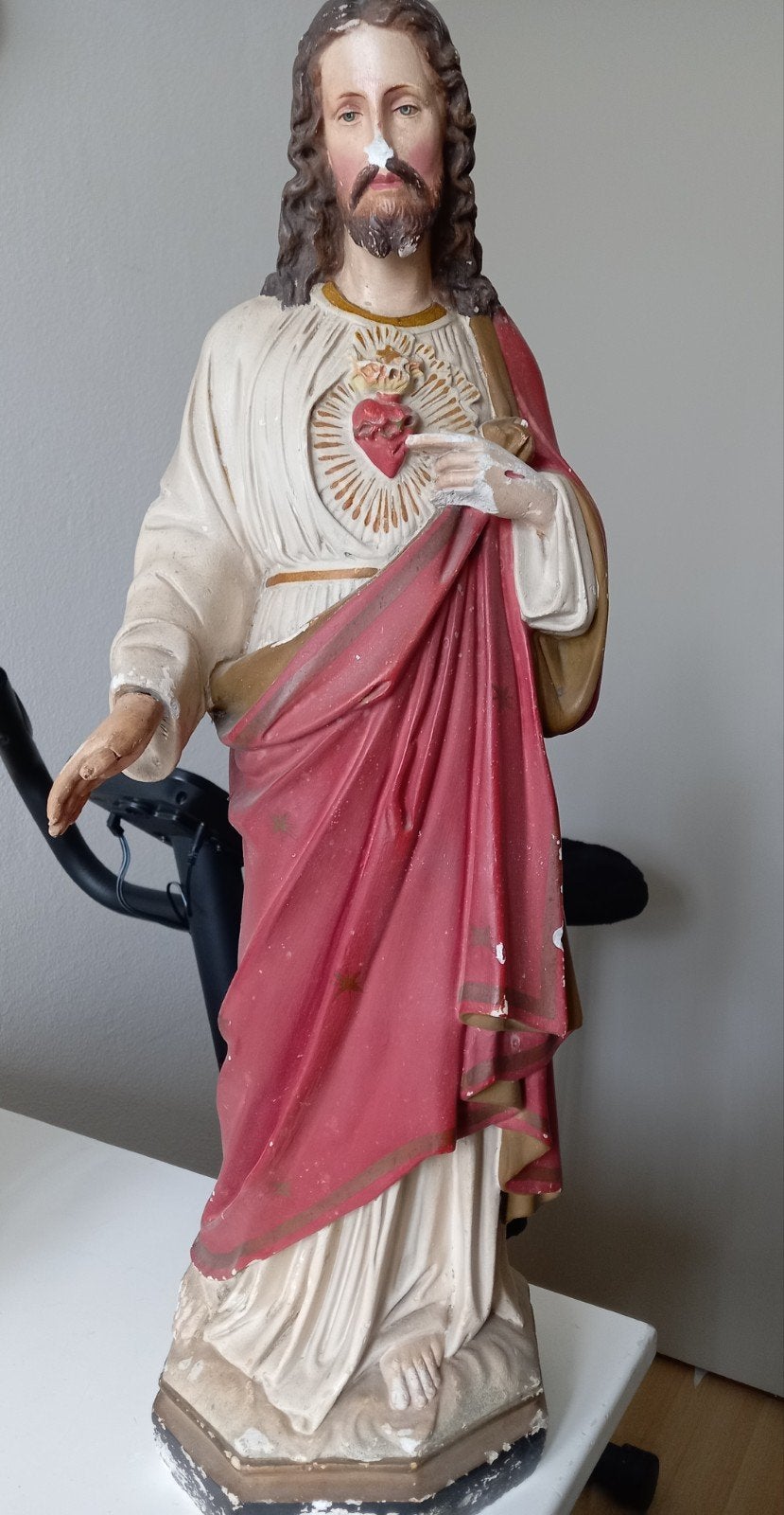 Antiek Heilig Hart Jezus beeld 65 cm- Vintage religieus bee, Ophalen