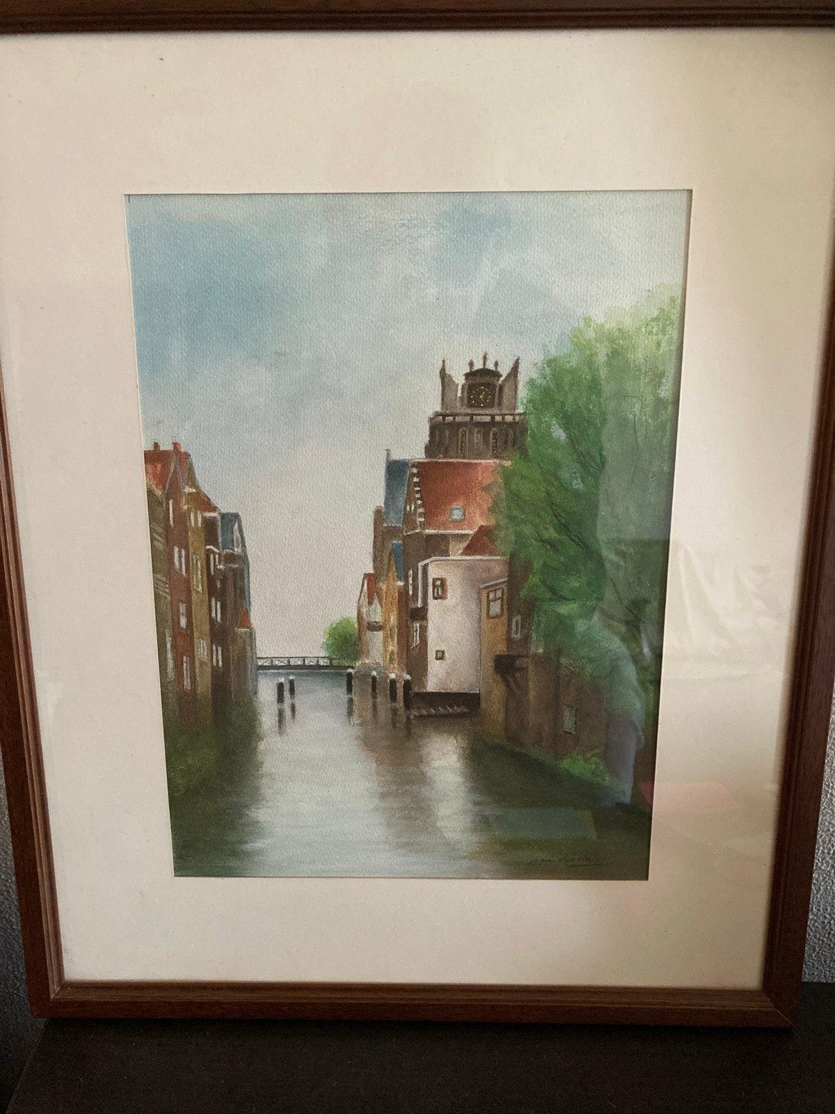 Aquarel Dordrecht voorstraatshaven A v d Wulp, Ophalen of Verzenden