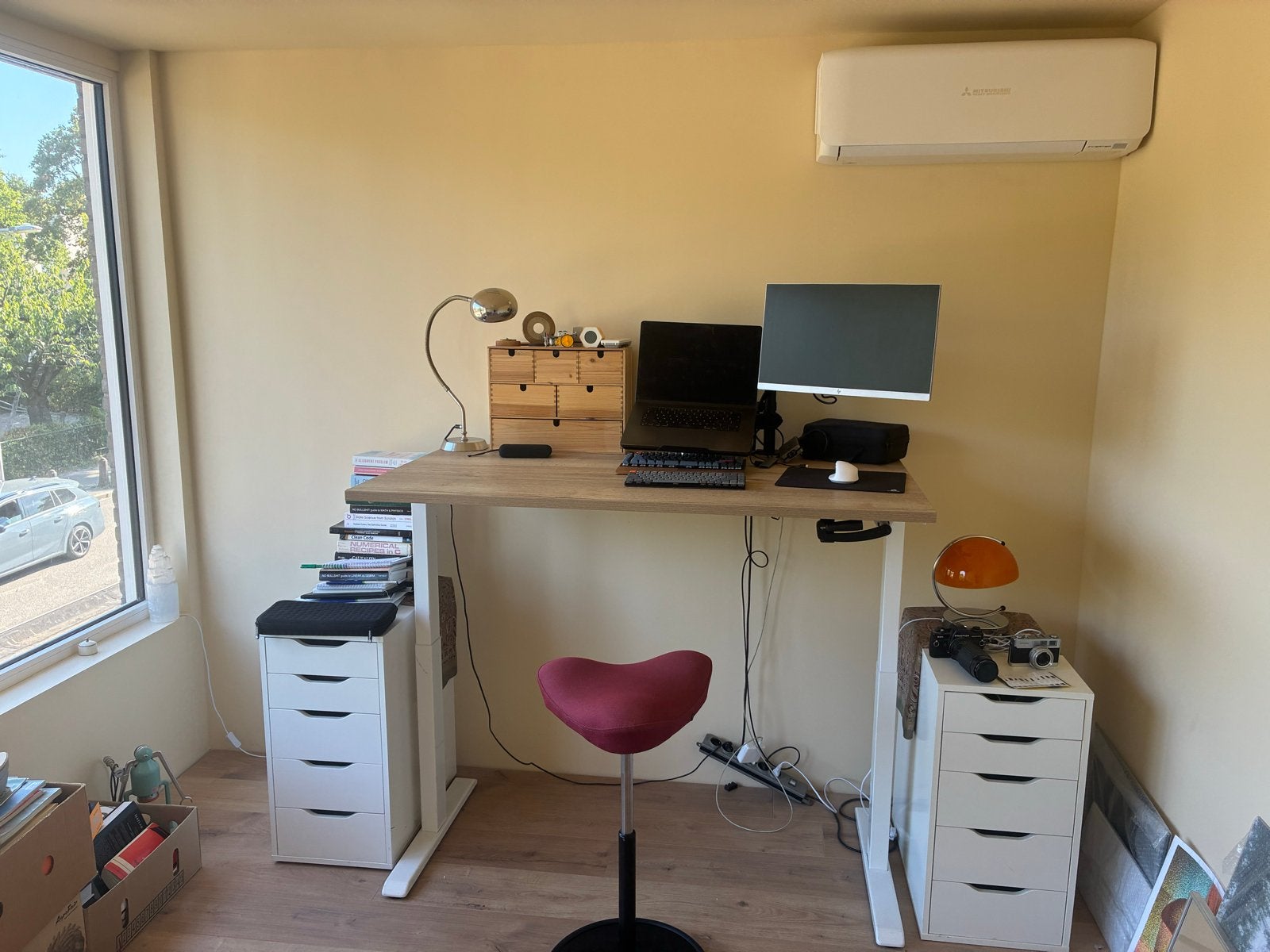 Zit-sta bureau - verstelbaar - Hout/Metaal, Ophalen, Zit-sta bureau, Elektrisch, Hout