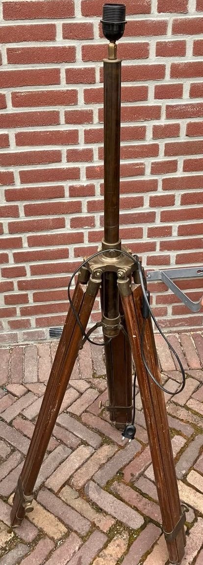 Vintage houten statief lamp - uniek design, Ophalen