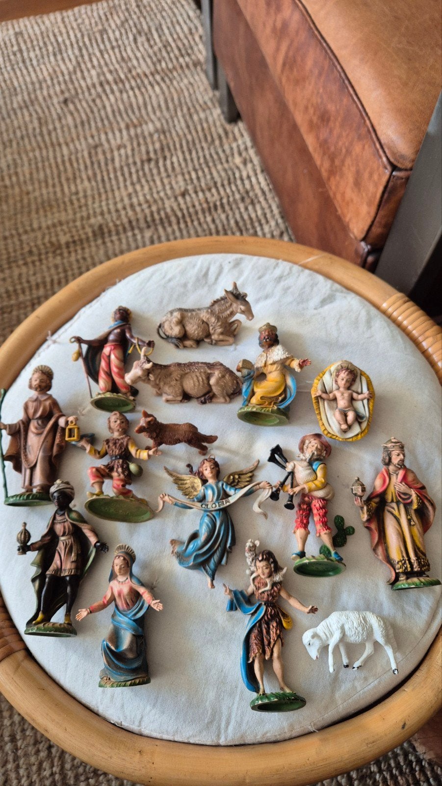 Vintage kerststal figuren Italy 332-150 set '60 '70 jaren, Diversen, Ophalen of Verzenden, Gebruikt