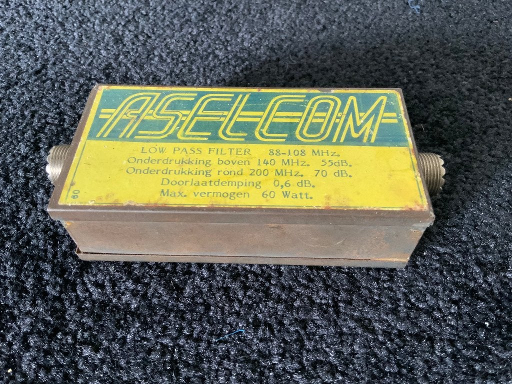 Aselcom Low Pass Filter voor 88 tot 108 MHz, Telecommunicatie, Ophalen of Verzenden, Gebruikt, Zender en Ontvanger