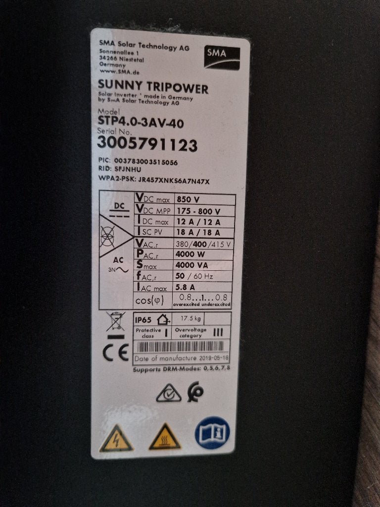 OMVORMER SUNNY TRIPOWER STP4.0-3AV-40, Ophalen, Zo goed als nieuw, Overige typen