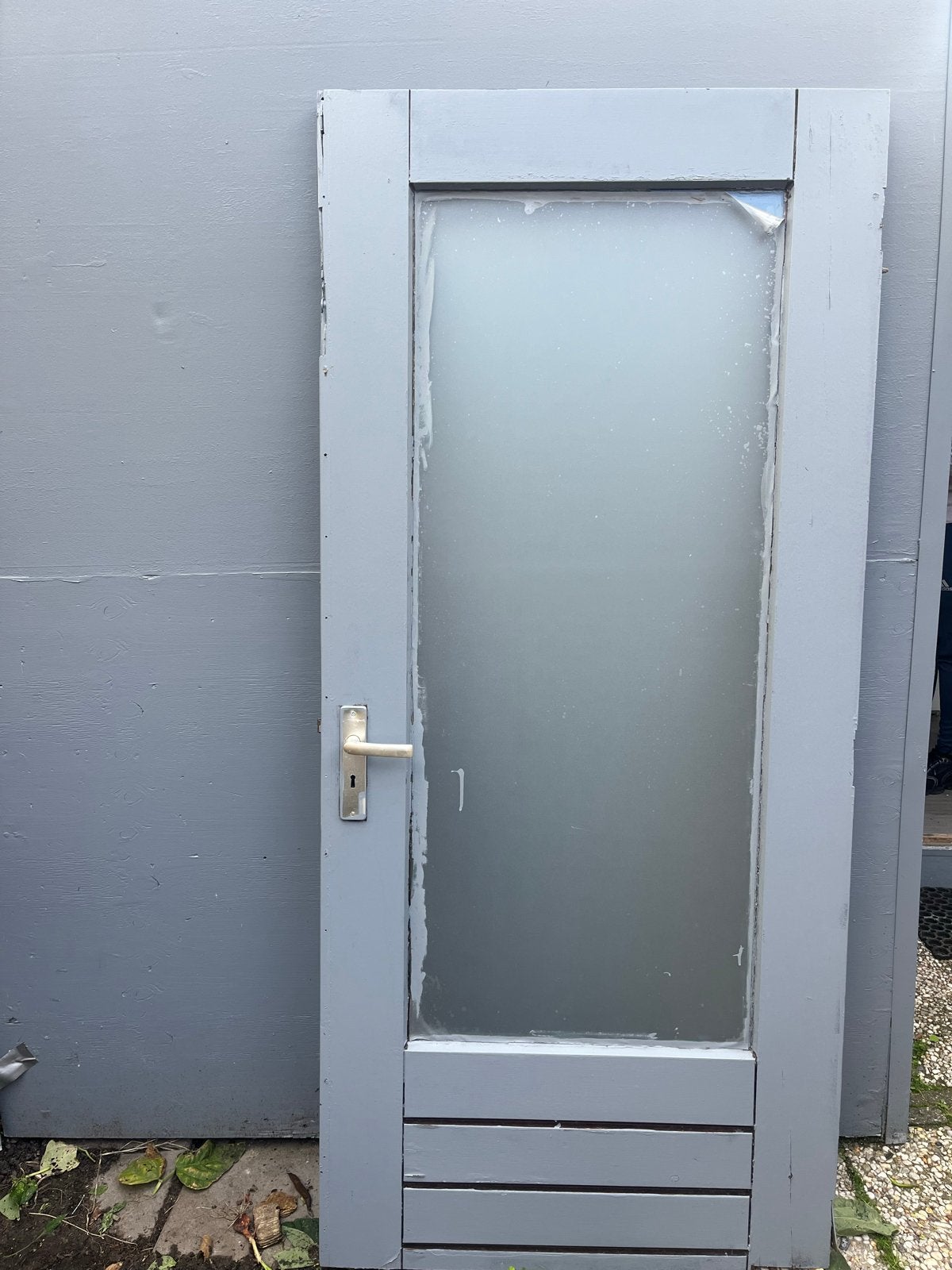 Hardhouten tuindeur met glas, Ophalen, Gebruikt, 80 tot 100 cm, Buitendeur