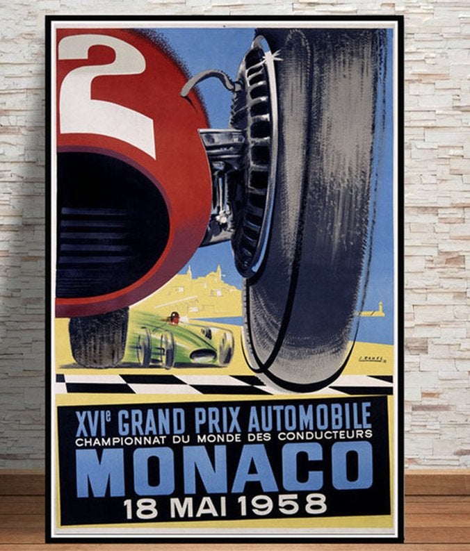 Monaco 1958 Grand Prix Poster / F1 Formule 1 Racen, Verzenden, Nieuw, Deurposter of groter, Sport
