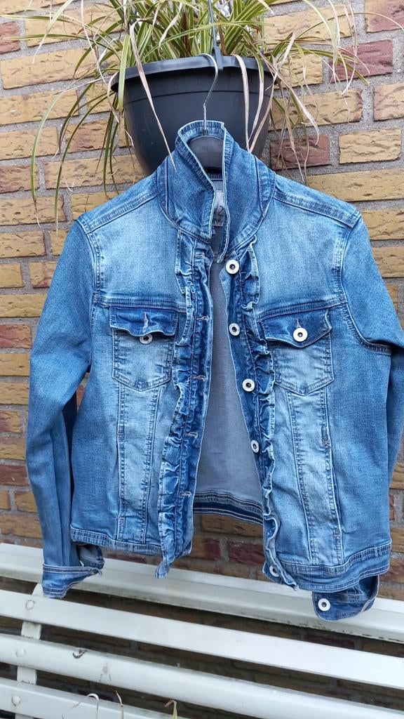 Tramontana spijkerjasje met ruches - Maat M, Maat 38/40 (M), Blauw, Tramontana, Ophalen of Verzenden