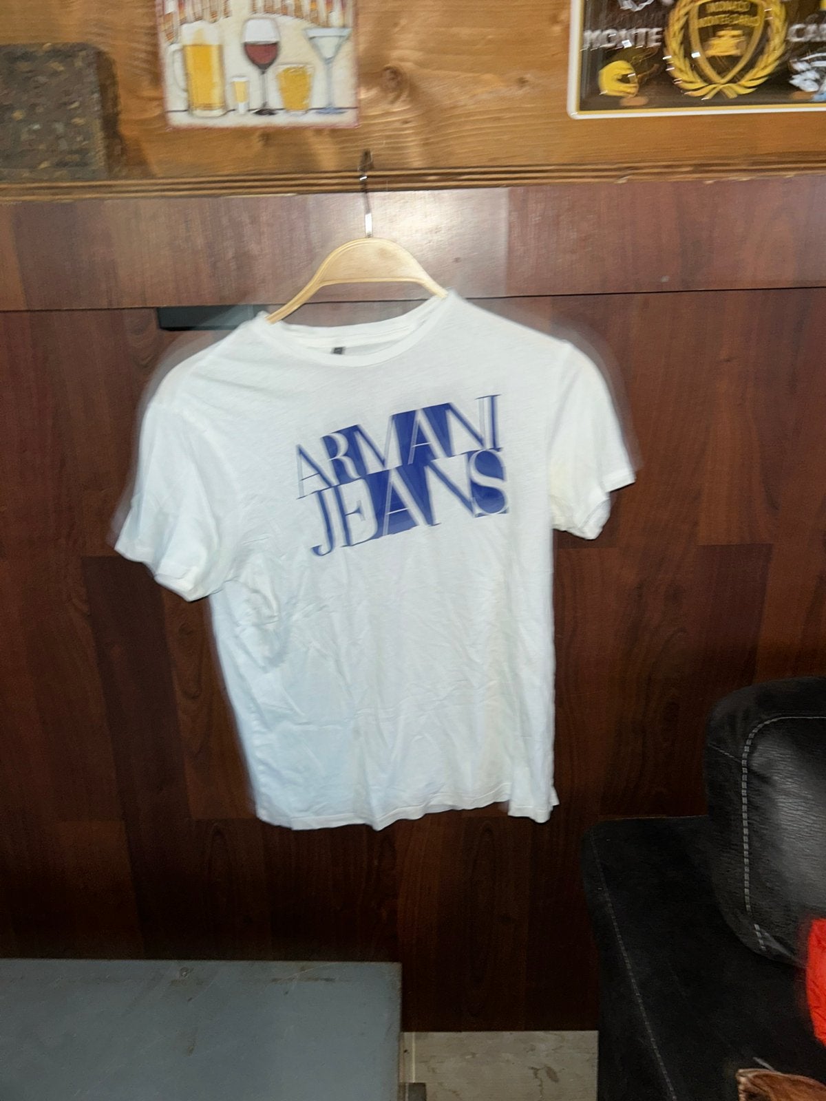 2x Armani Jeans T-shirt wit met blauw logo, Kleding | Heren, Ophalen of Verzenden, Zo goed als nieuw, Maat 48/50 (M), Wit
