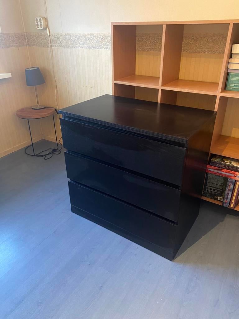 Ladenkast zwart/bruin, Ophalen, Gebruikt, 50 tot 100 cm, 3 of 4 laden