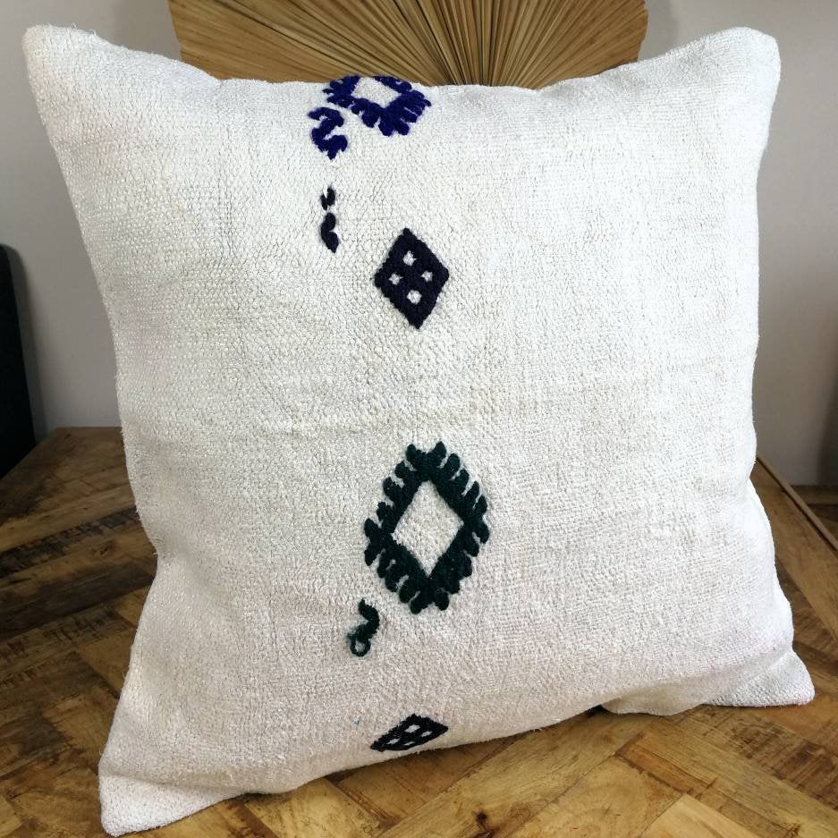 Kelimkussen van vintage hennep kelim - naturel - 50x50, Yazgibi, Overige kleuren, Handgemaakt, Vierkant