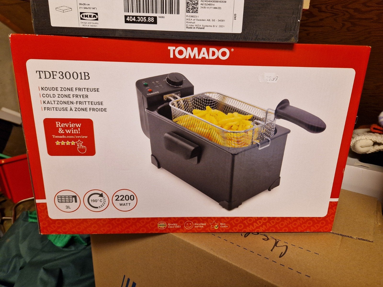 Tomado TDF3001B Koude Zone Friteuse - 3L, 2200W, Witgoed en Apparatuur, 2 tot 3 liter, Ophalen, Nieuw
