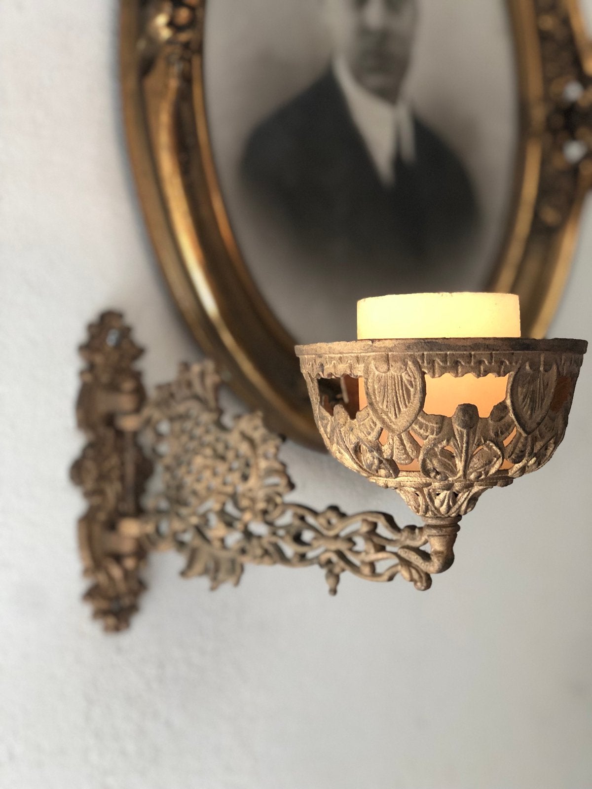 Antiek franse lamp/ antiek wandlamp, Ophalen of Verzenden