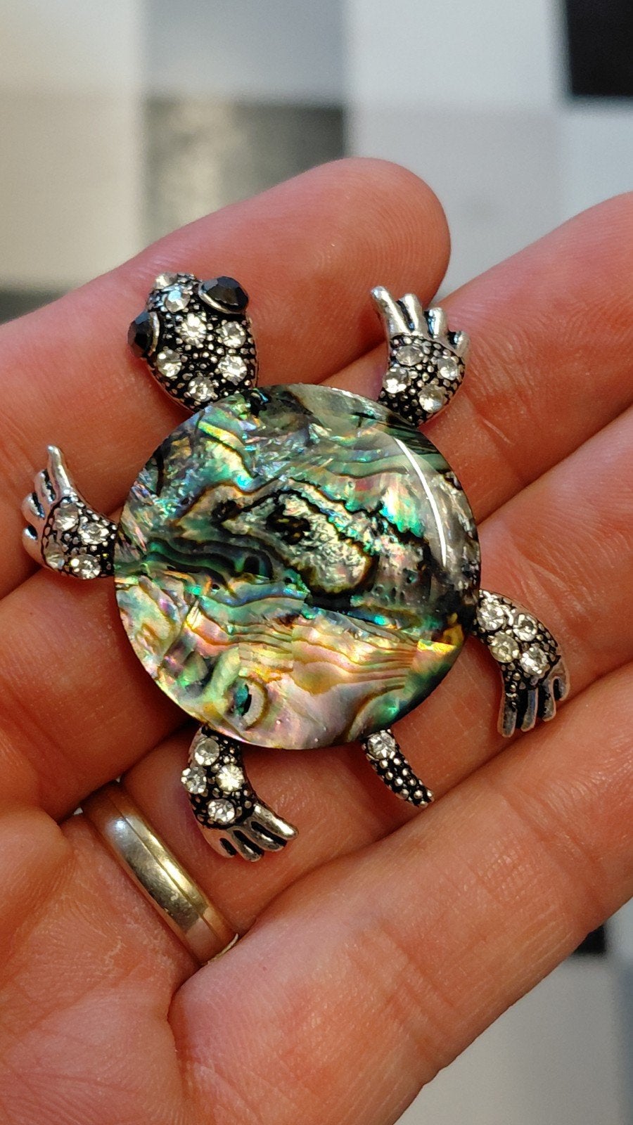 Parelmoer schildpad broche - sieraad, Ophalen of Verzenden