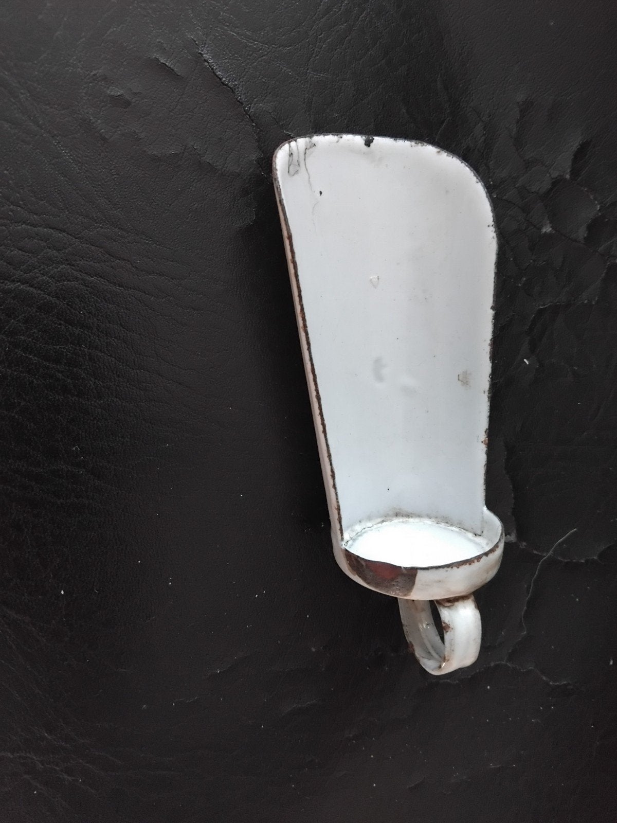 Vintage geëmailleerde lepel - wit, Antiek en Kunst, Antiek | Emaille, Ophalen of Verzenden