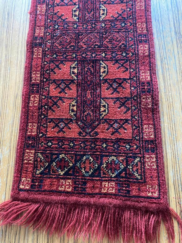 Vintage Perzisch tapijtje / loper - Rood met patronen, Minder dan 50 cm, 50 tot 100 cm, Ophalen of Verzenden, Zo goed als nieuw