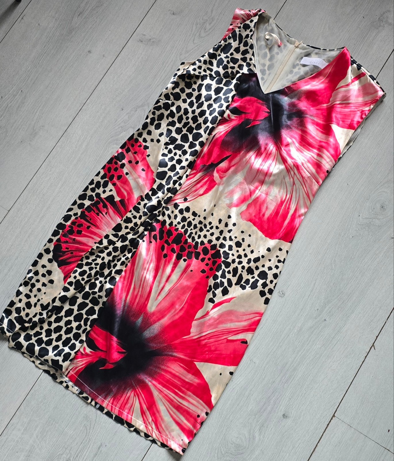 Zoi Women jurk met luipaardprint en bloemen, maat L, Maat 42/44 (L), Ophalen of Verzenden, Zo goed als nieuw, Knielengte
