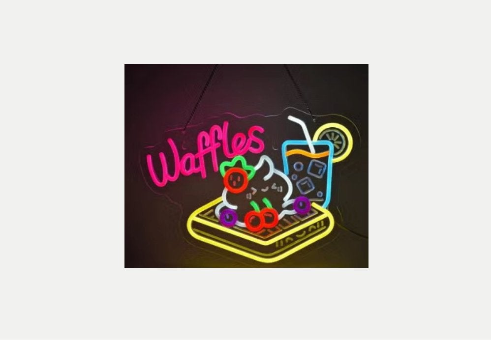 LED lamp neon stijl Waffles (40x30cm), Ophalen of Verzenden, Nieuw, Lichtbak of (neon) lamp