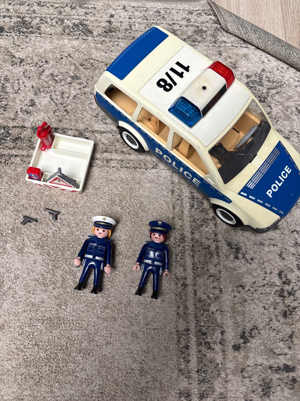 Playmobil Politieauto met agenten en accessoires, Gebruikt, Losse onderdelen, Voertuig, Ophalen of Verzenden