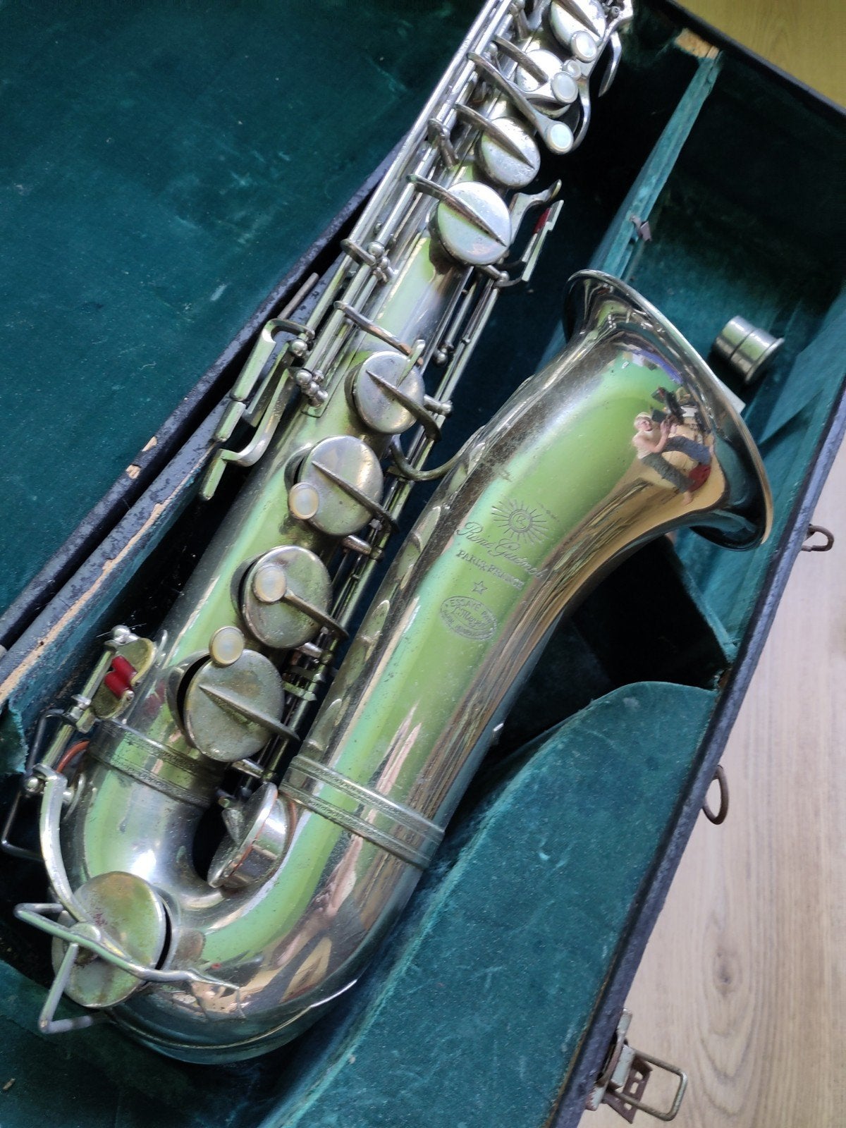 Saxofoon C Zilverkleurig, Muziek en Instrumenten, Blaasinstrumenten | Saxofoons, Ophalen, Gebruikt, Overige typen