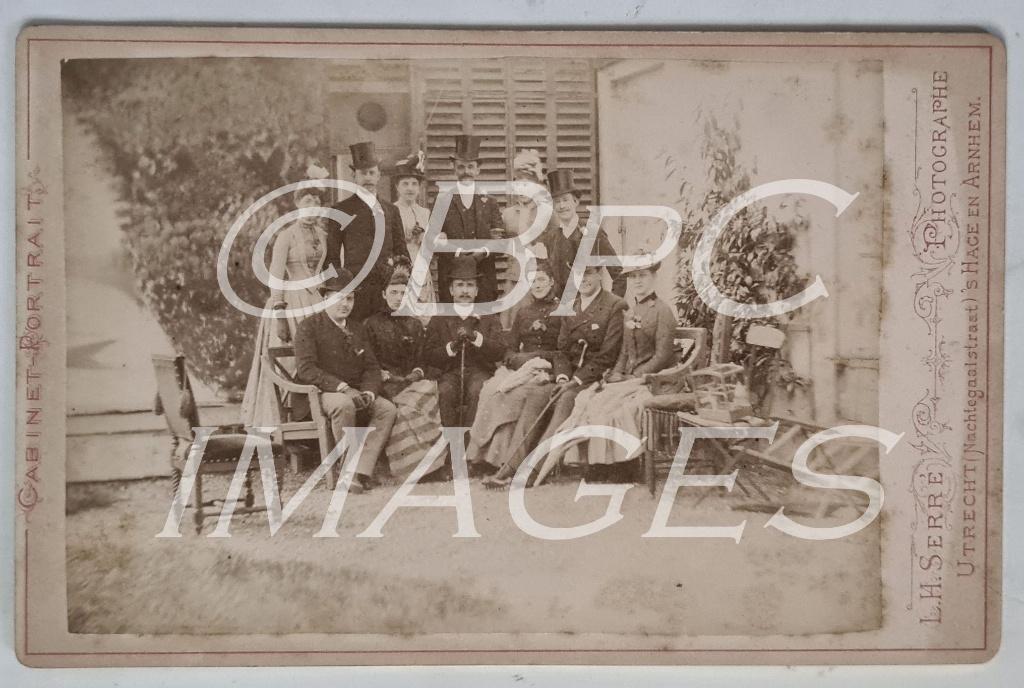 Kabinetfoto groep Taets v. Amerongen, freules 1870's, Verzenden, Voor 1940, Gebruikt, Foto
