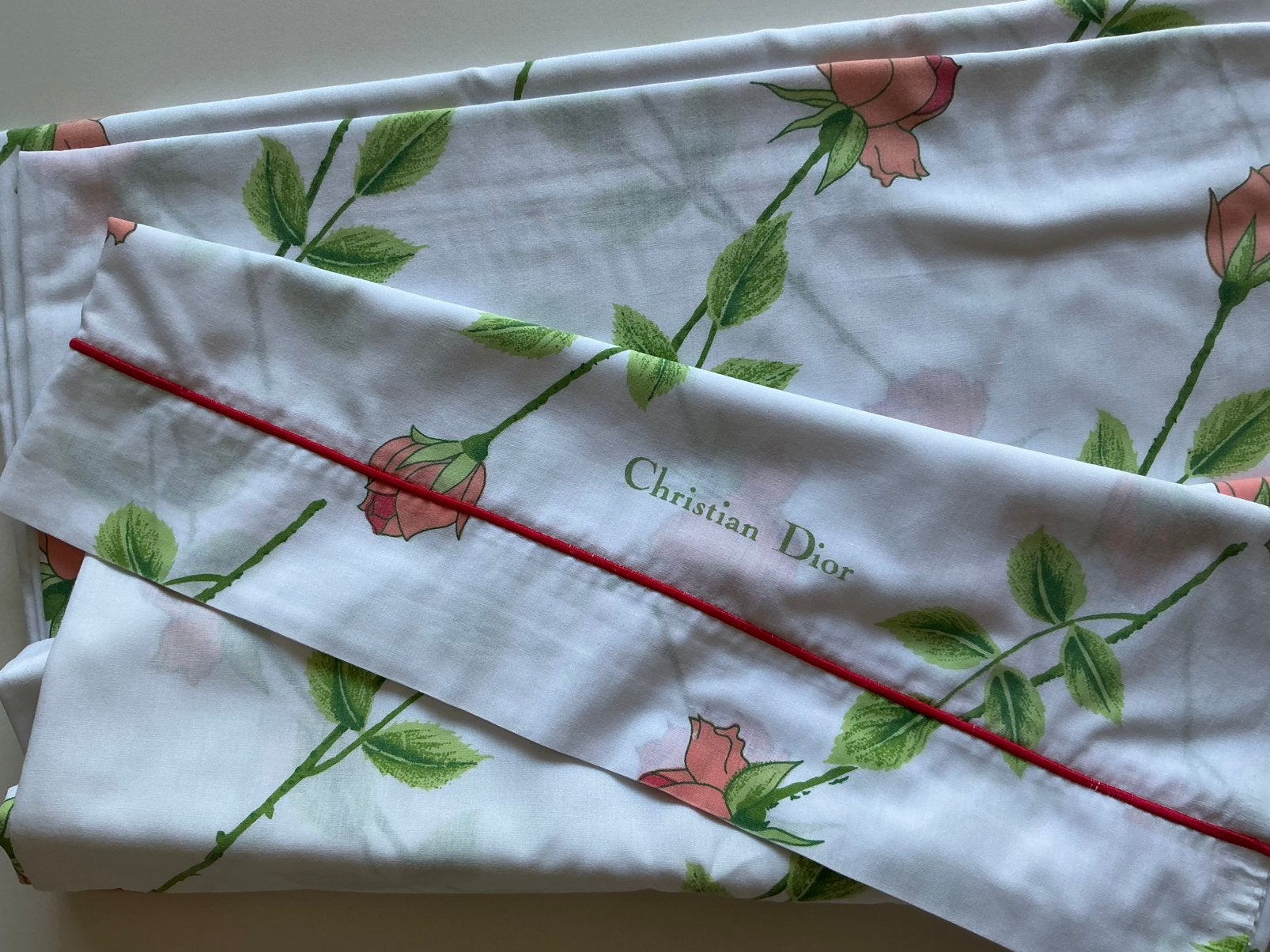 Vintage Dior Wamsutta laken en sloop, Ophalen of Verzenden, Zo goed als nieuw, Eenpersoons