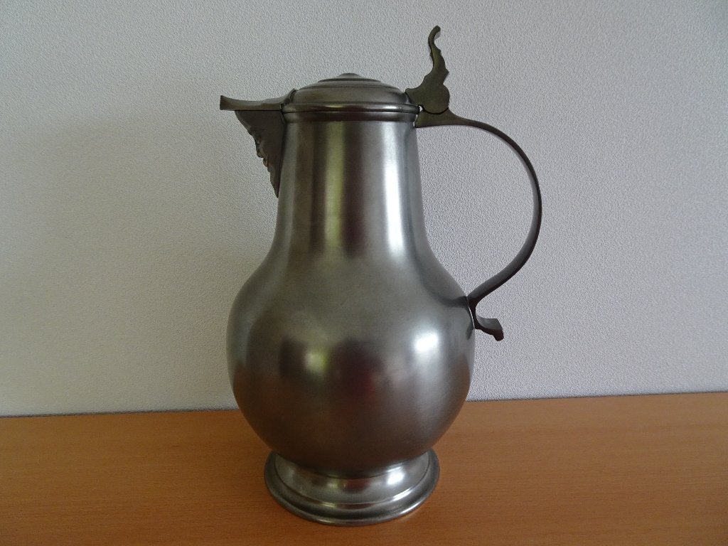 Tinnen kan met gezicht in tuit, Antiek en Kunst, Ophalen