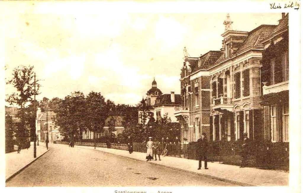 Stationsweg, Assen, Verzenden, Voor 1920, Gelopen, Drenthe