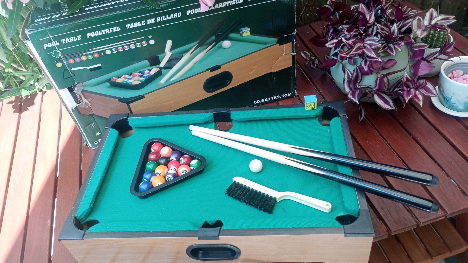 Mini Pooltafel met accessoires - Zo goed als nieuw, Sport en Fitness, Biljarten en Poolen, Ophalen