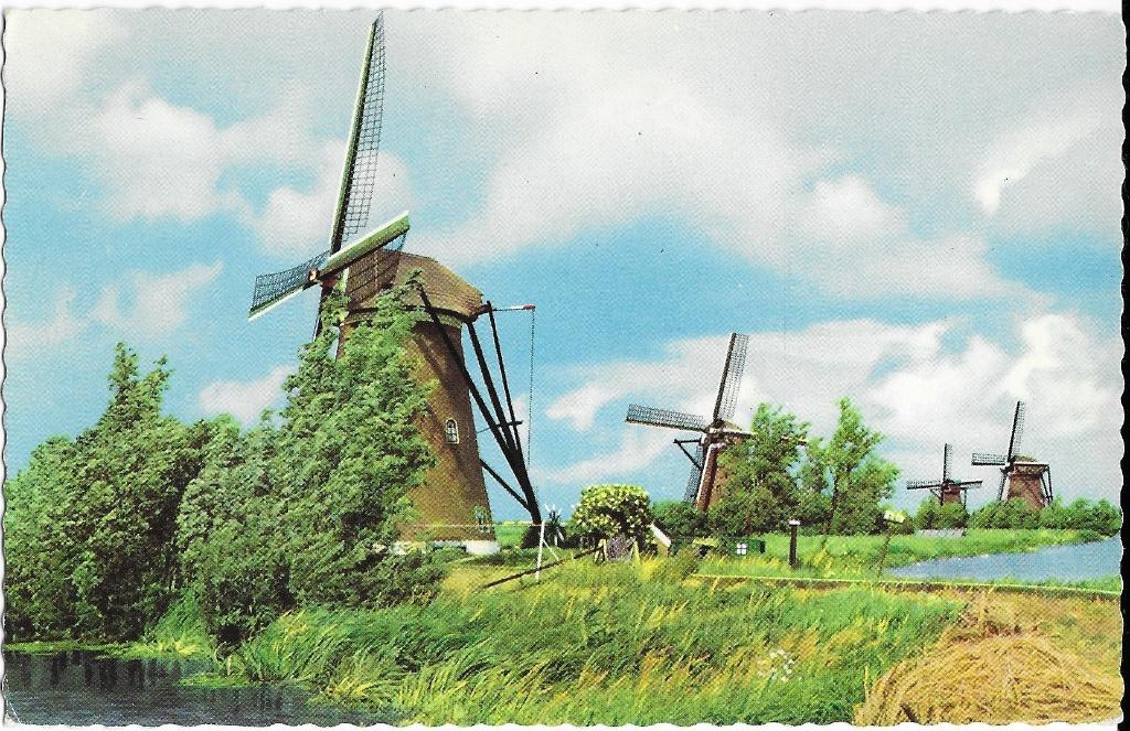 Kinderdijk, Hollandse molen, molens, Verzenden, 1940 tot 1960, Ongelopen, Zuid-Holland