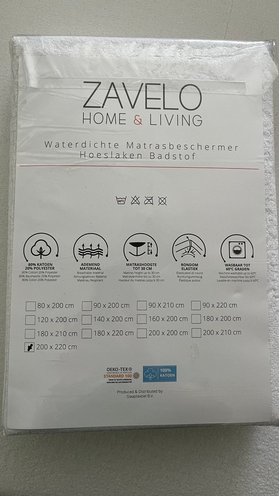 Zavelo Waterdichte Matrasbeschermer Hoeslaken Badstof, Huis en Inrichting, Slaapkamer | Beddengoed, Ophalen of Verzenden, Wit